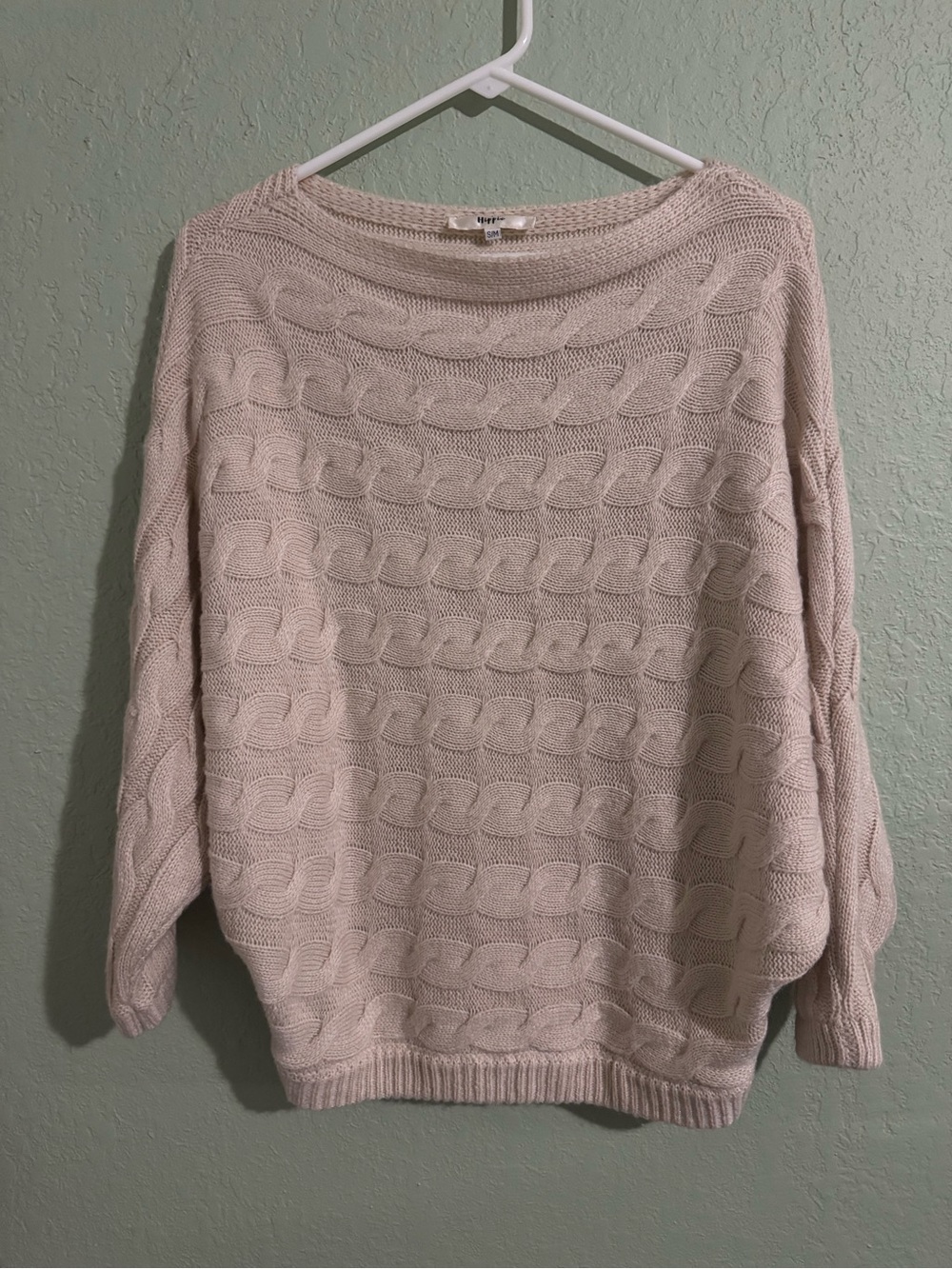 Cable Knit oversized Boatneck Sweater - Cream/ beige s/m